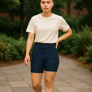 Danskin Bike Shorts 2 Pack High Waist Fit Side Pockets Moisture Wicking